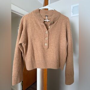 Free People Cashmere Camel Ribbed Sweater